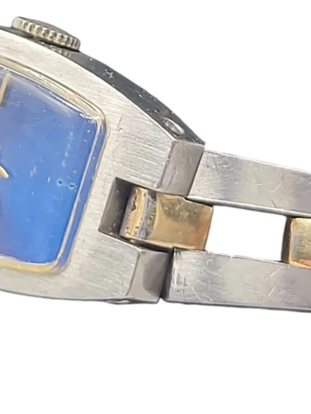 Vintage Seiko Mechanical Hand-Wind Ladies Watch Blue Dial Two-Tone Running 6.5